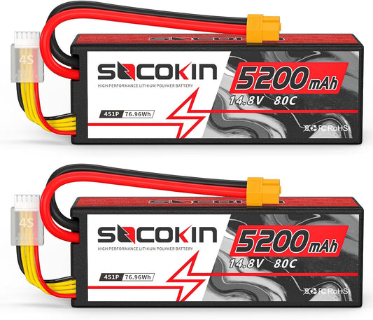 14.8V Lipo Battery 4S 5200mAh 80C Lipo Battery with XT60 Plug Hard Case