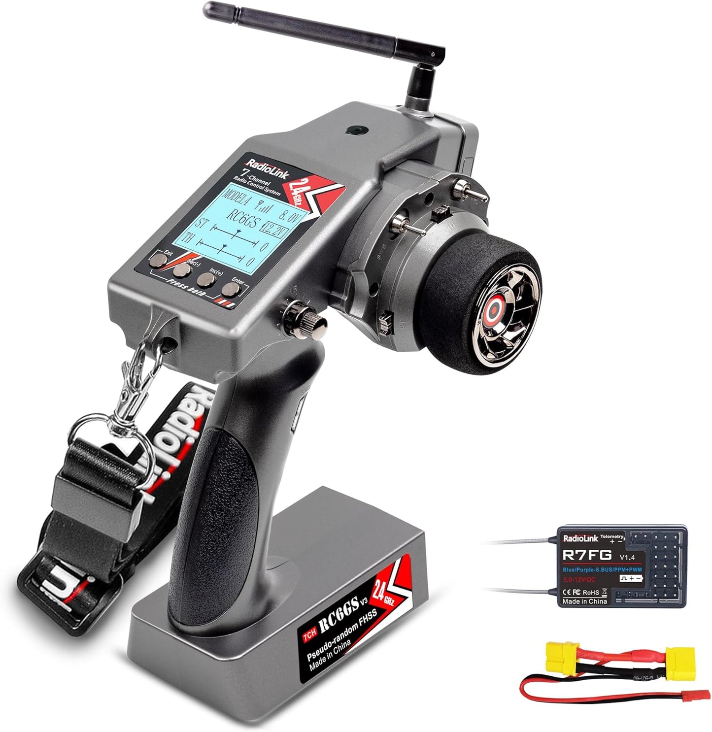 Radiolink RC6GS V3 7 Channels RC Transmitter and R7FG Gyro Receiver, 2.4GHz