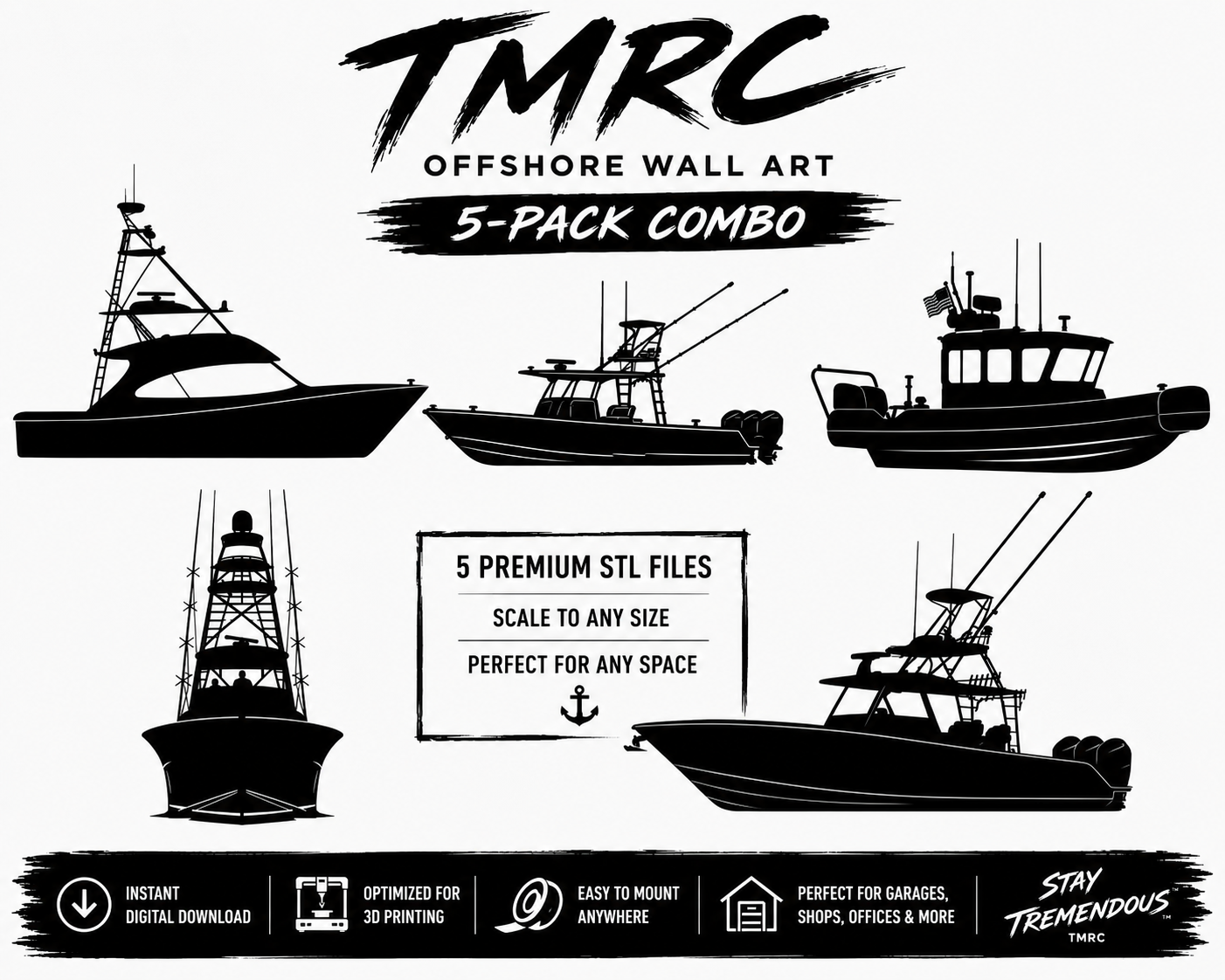 TMRC Sportfisher Wall Art Collection (5-Pack)