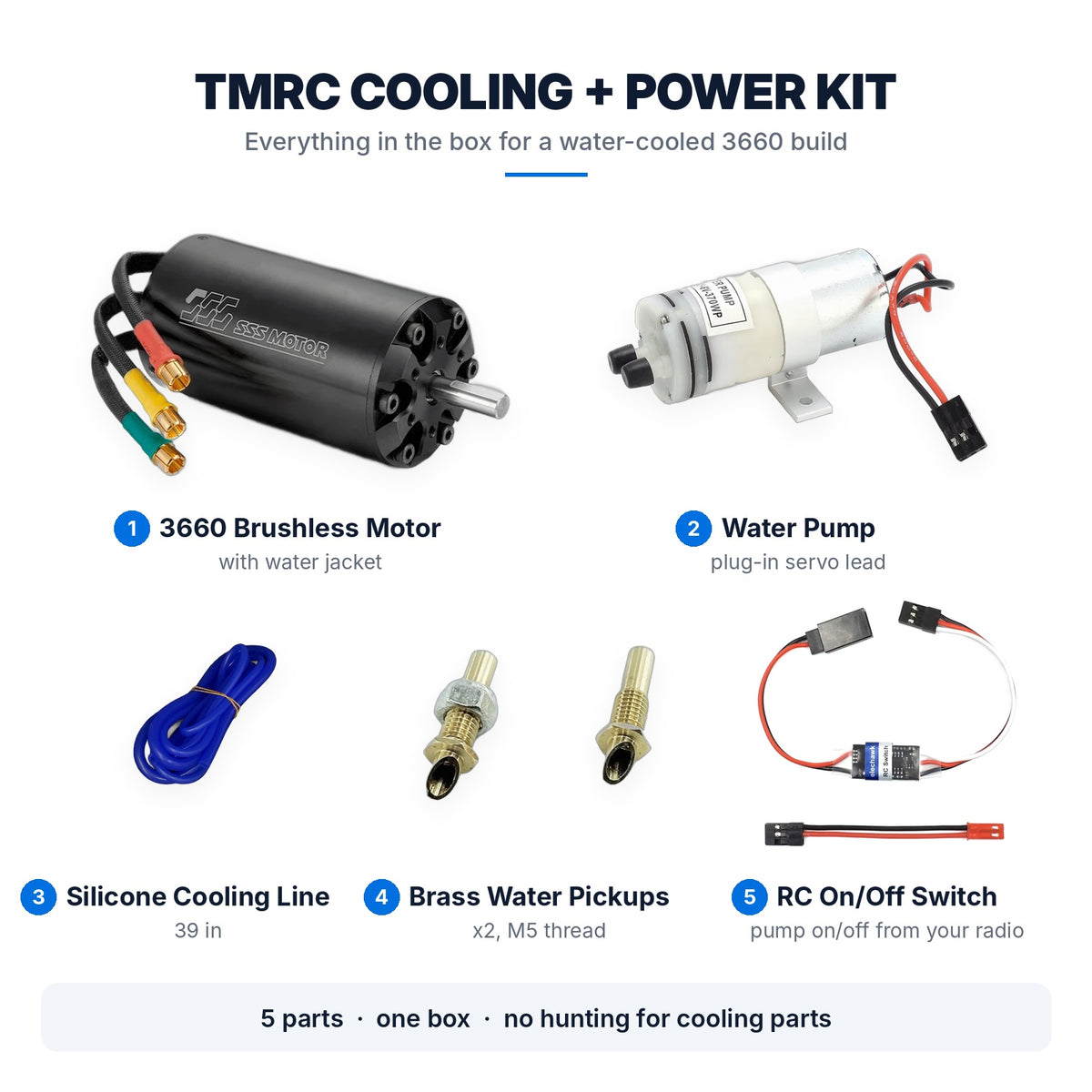 TMRC Cooling + Power Kit — 3660 1800KV Motor, Pump & Water Lines