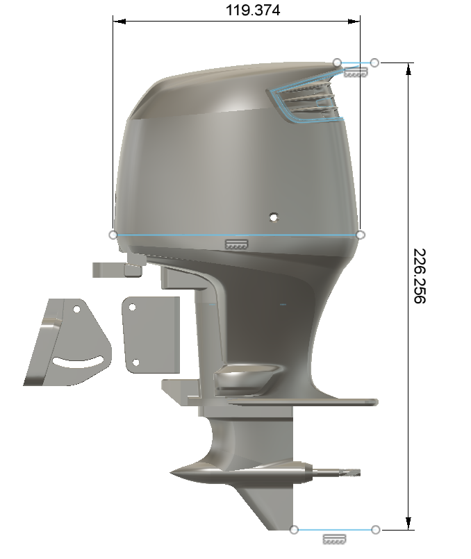 TMRC DF300 V3 — Printed Outboard Motor ABS CF