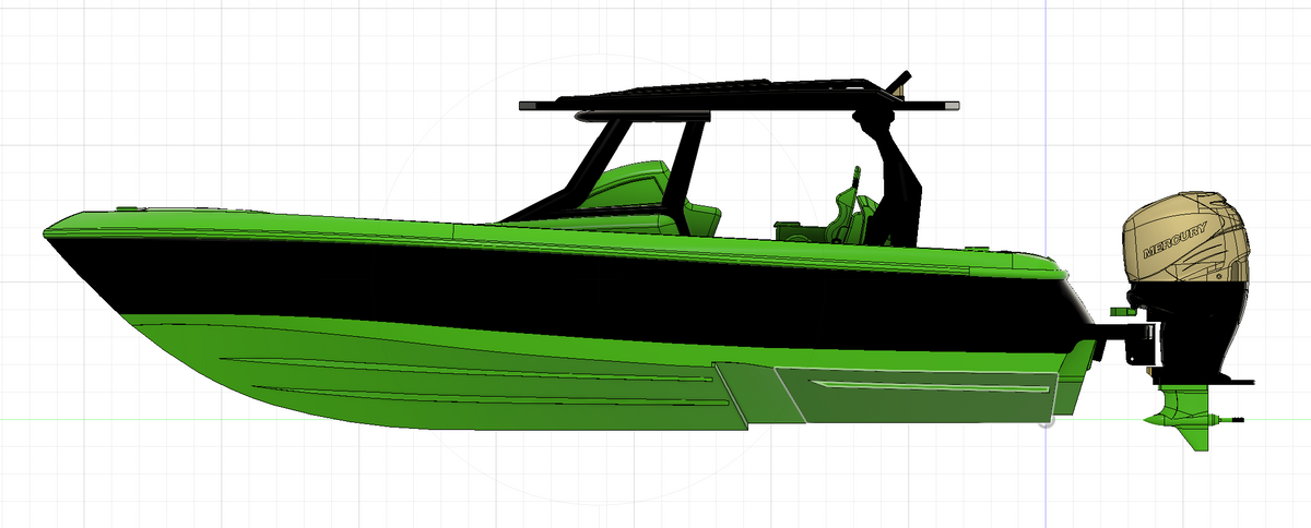 TMRC Predator 36CC 3D printed RC center console boat STL