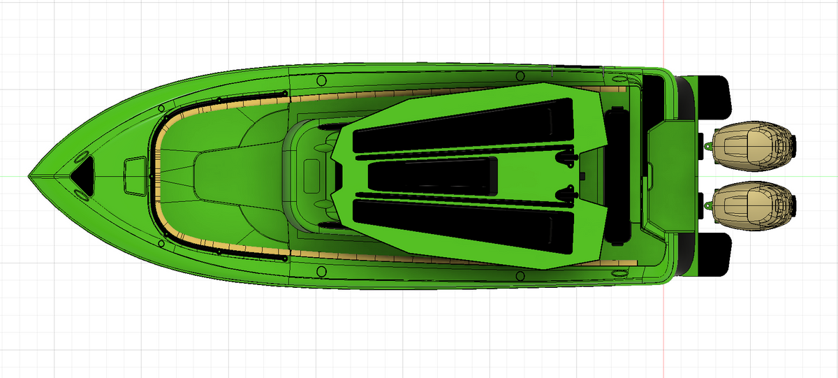 TMRC Predator 36CC 3D printed RC center console boat STL