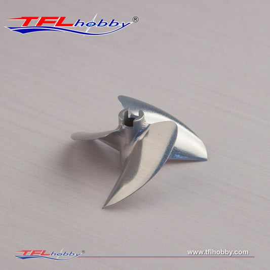 TMRC CNC Aluminum 3-Blade Prop — 44mm, 3/16" with 4mm Bushing